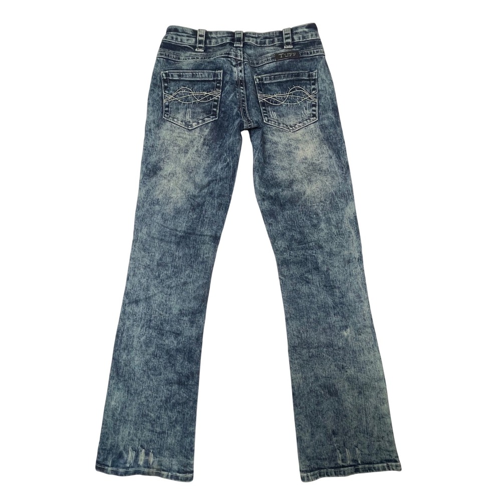 Cowgirl Tuff Mid Rise Omg‎ Osh Acid Wash Distressed Bootcut Denim Jeans 25 x33